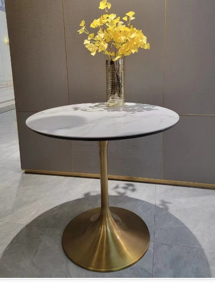 Modern Design White Marble Desktop Round Coffee Bar Restaurant Furniture Dining Table