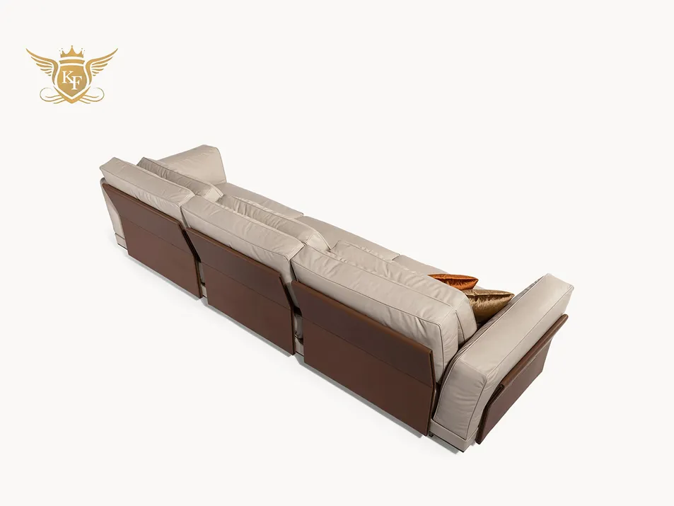 Living Room Sectional Leather Luxury Style Corner Lounge Sofa