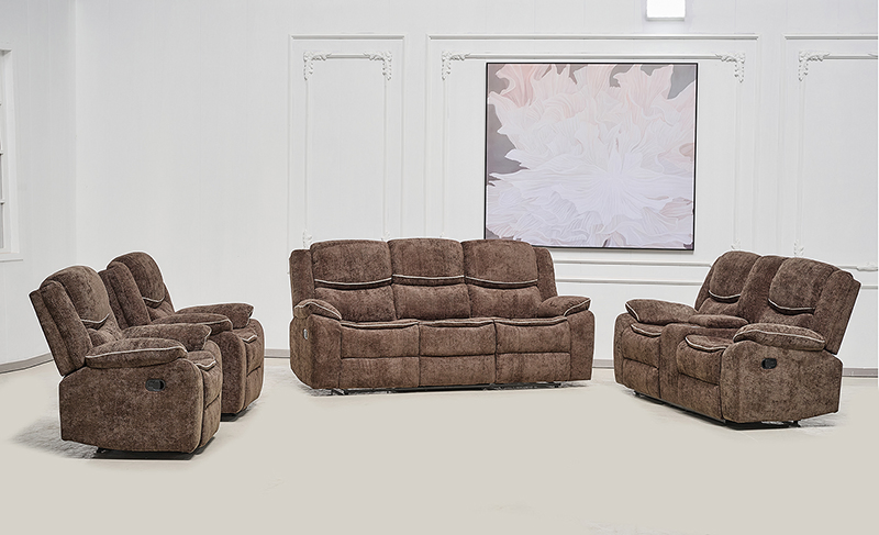 Modern Recliner Sofa Set with Dropdown Table and Stylish Cupholders
