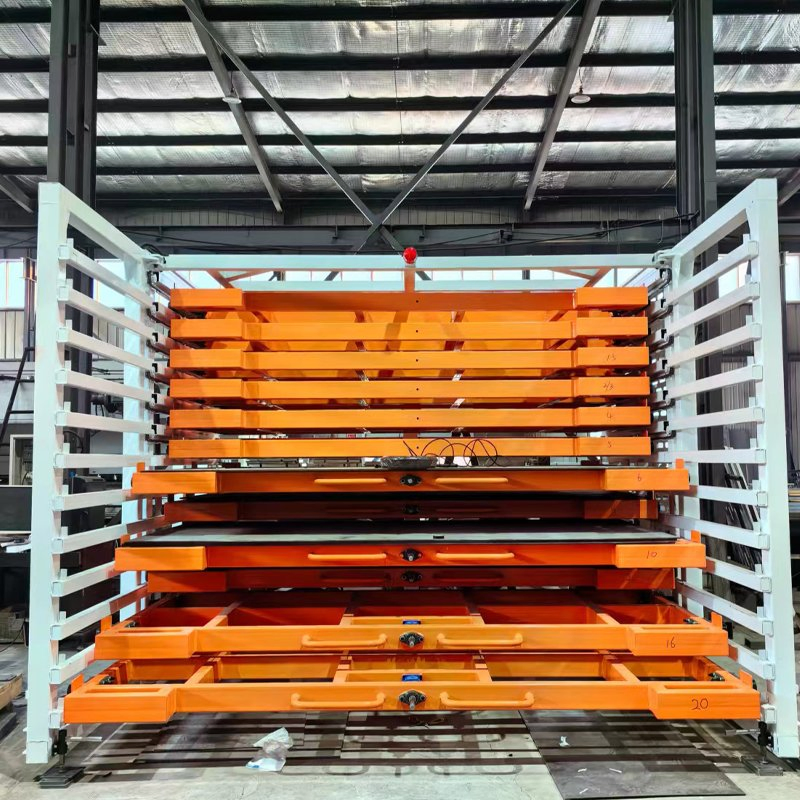 Heavy Duty Roll out Sheet Metal Storage Rack Sliding Steel Plate Organizer with High Capacity &amp; Safety Lock