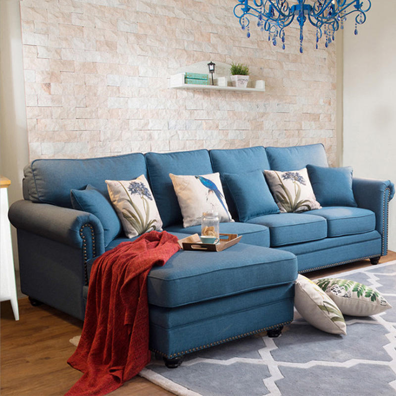 Luxury Living Room Sofas 3 Seaters Loveseats Sectional Sofa White Fabric Modern American Style Chesterfield Sofa