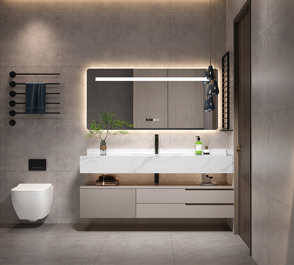 Smart Rectangle LED Mirror Light Bathroom Sets Cabinets