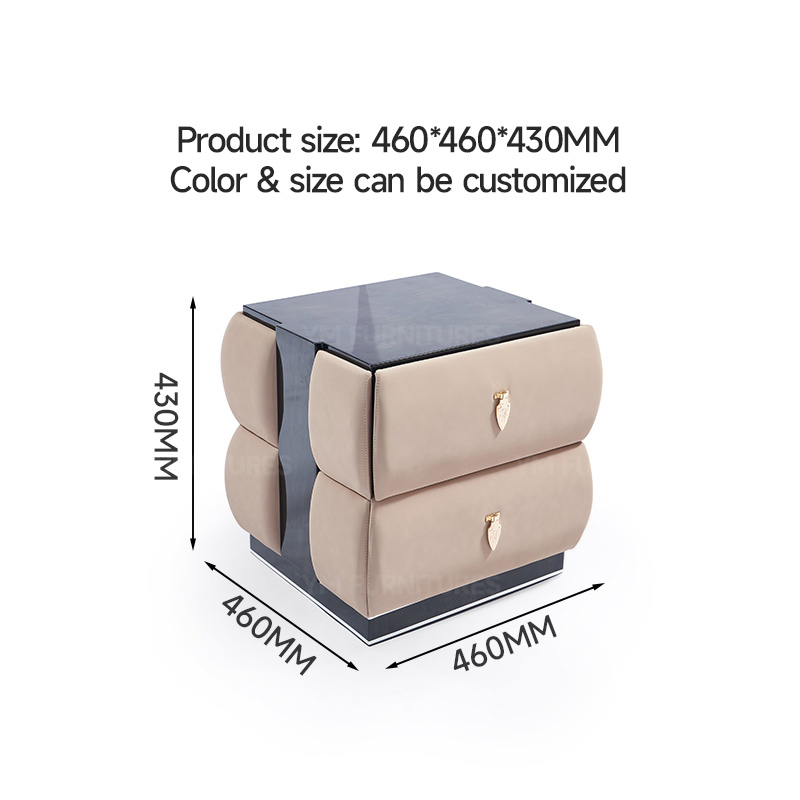 Factory Home Apartments Minimalist Leather Bedside Table Storage 2 Drawers Bedroom Nightstands