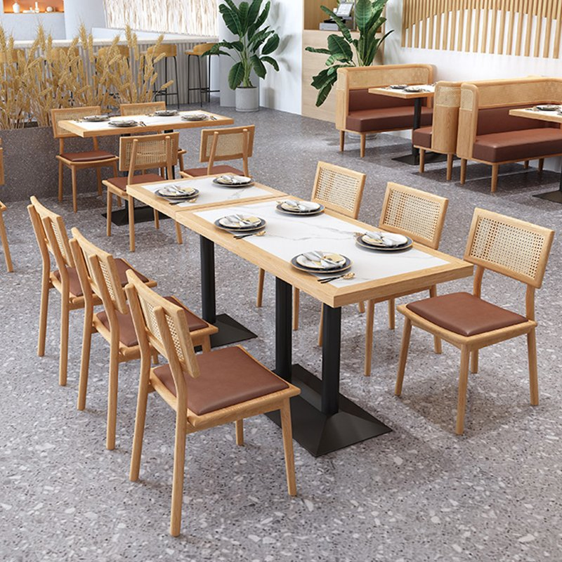 Custom Cafe Furniture Restaurant Sofa Bench Commercial Rattan Wood Restaurant Booth Seating