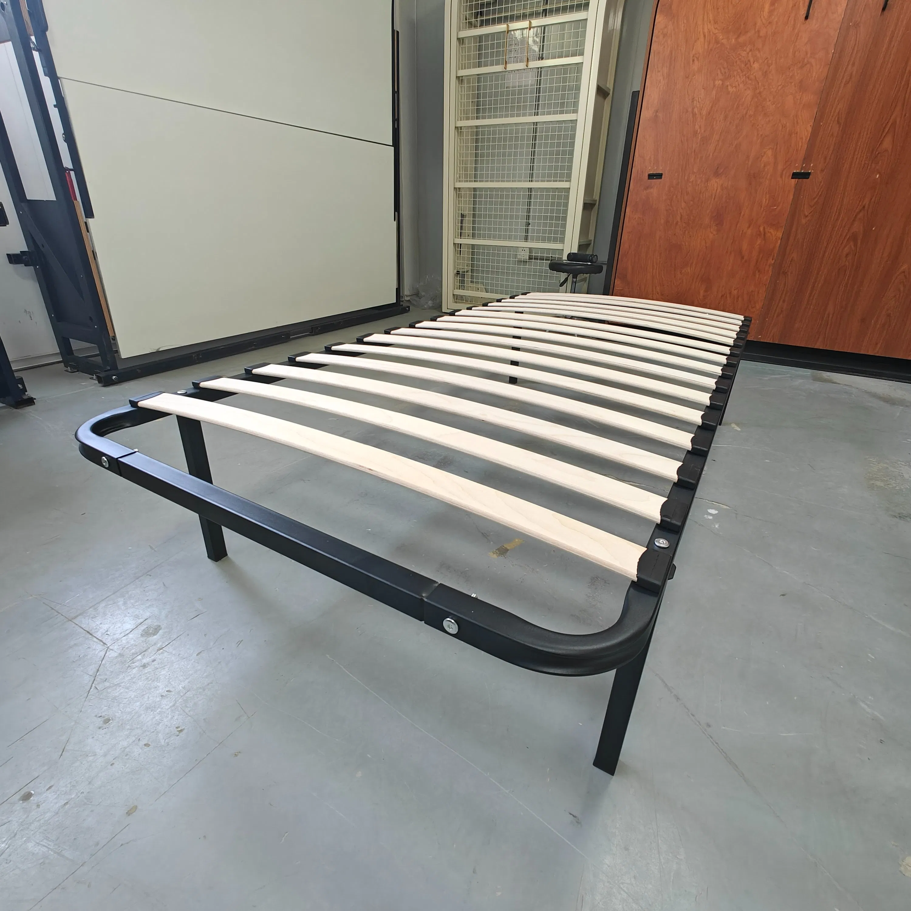 European Household Bed Single Storage Bed Kids Sturdy Metal Frame Wooden Slat Bedframe for Ottoman Bed Bedroom Home Furniture School Apartment Use