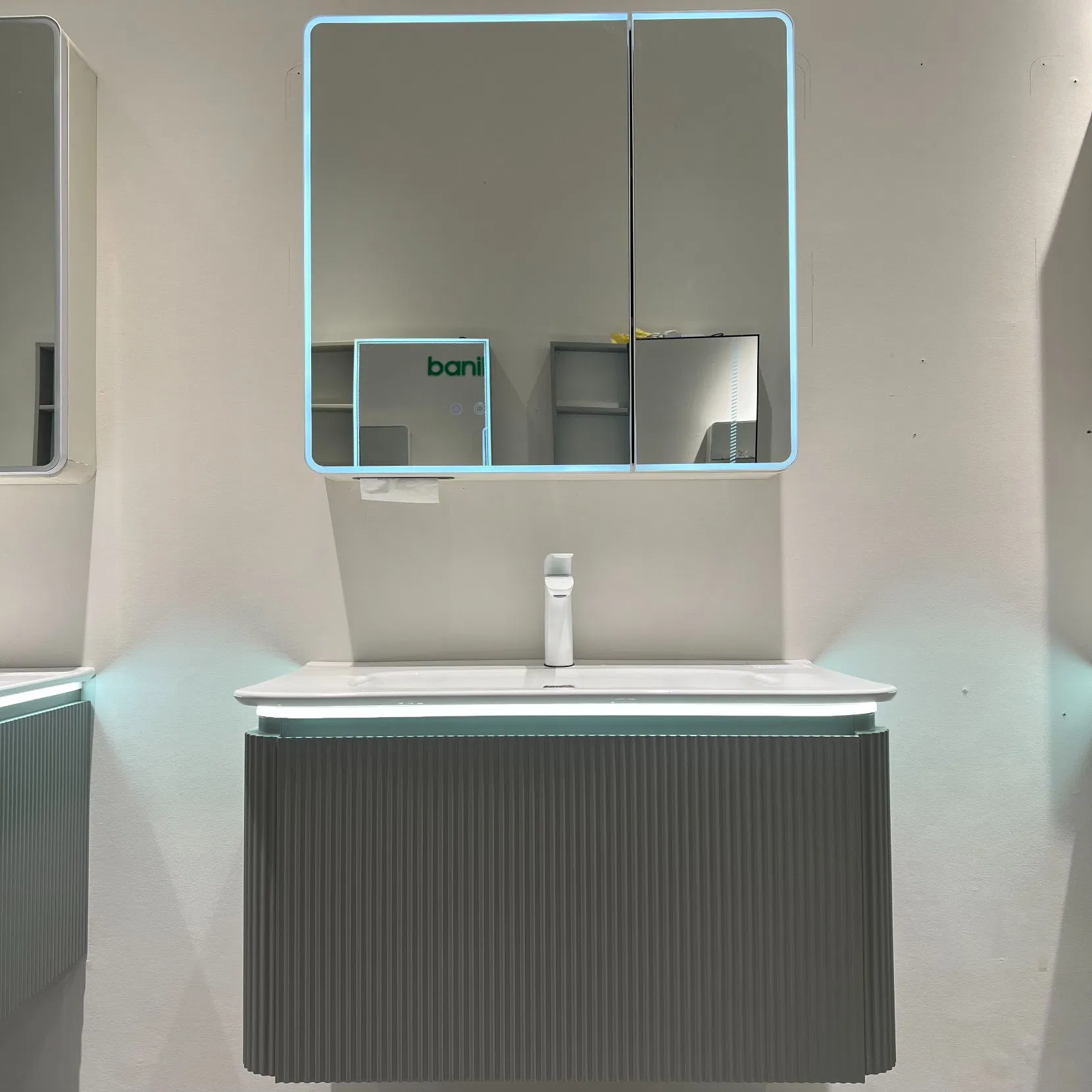 80cm Minimalist Stripe Design PVC Bathroom Cabinet