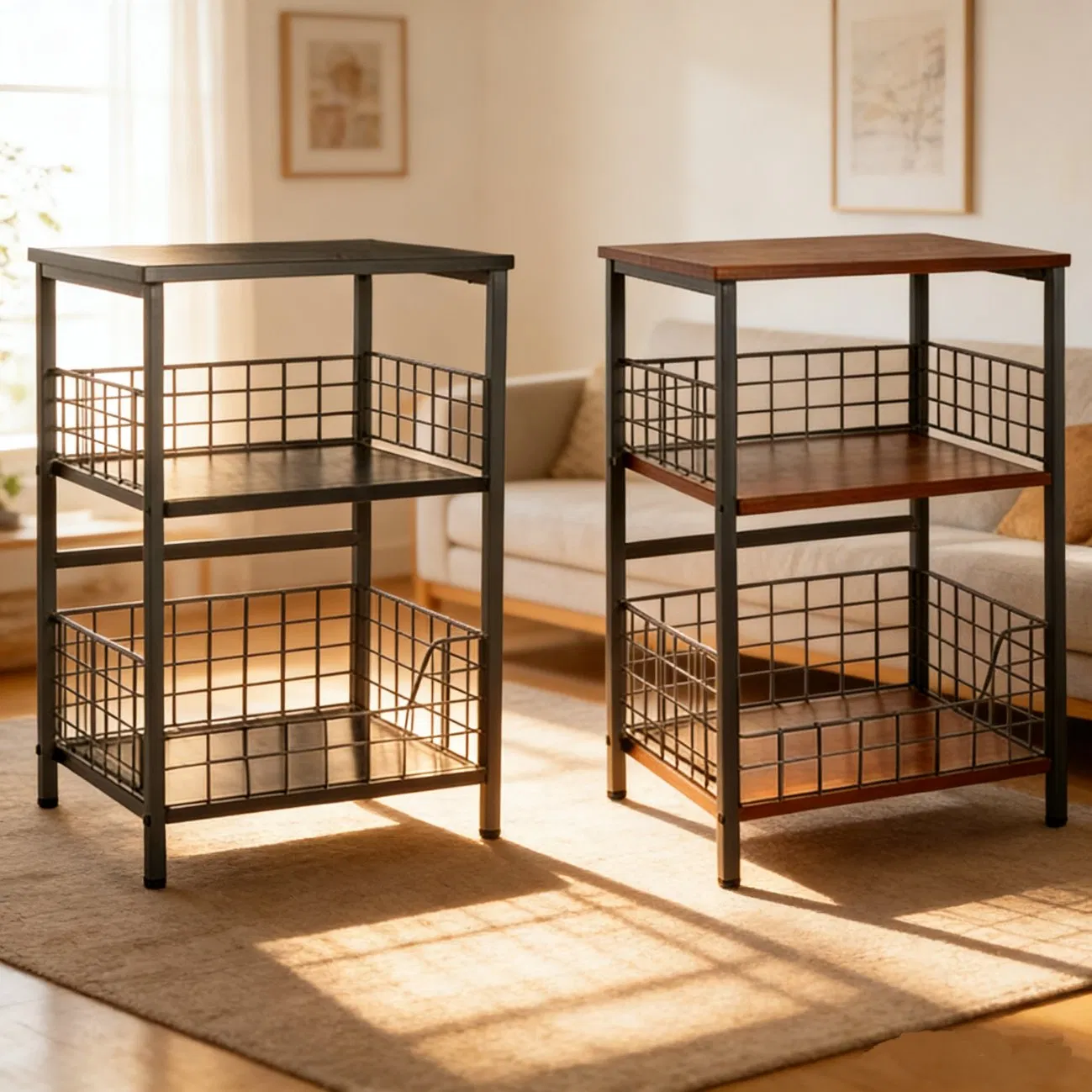 Durable Stylish Small Space Modern Furniture Wooden Storage Nightstand for Bedroom Living Room Hotel Supermarket