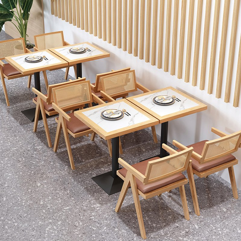 Custom Cafe Furniture Restaurant Sofa Bench Commercial Rattan Wood Restaurant Booth Seating