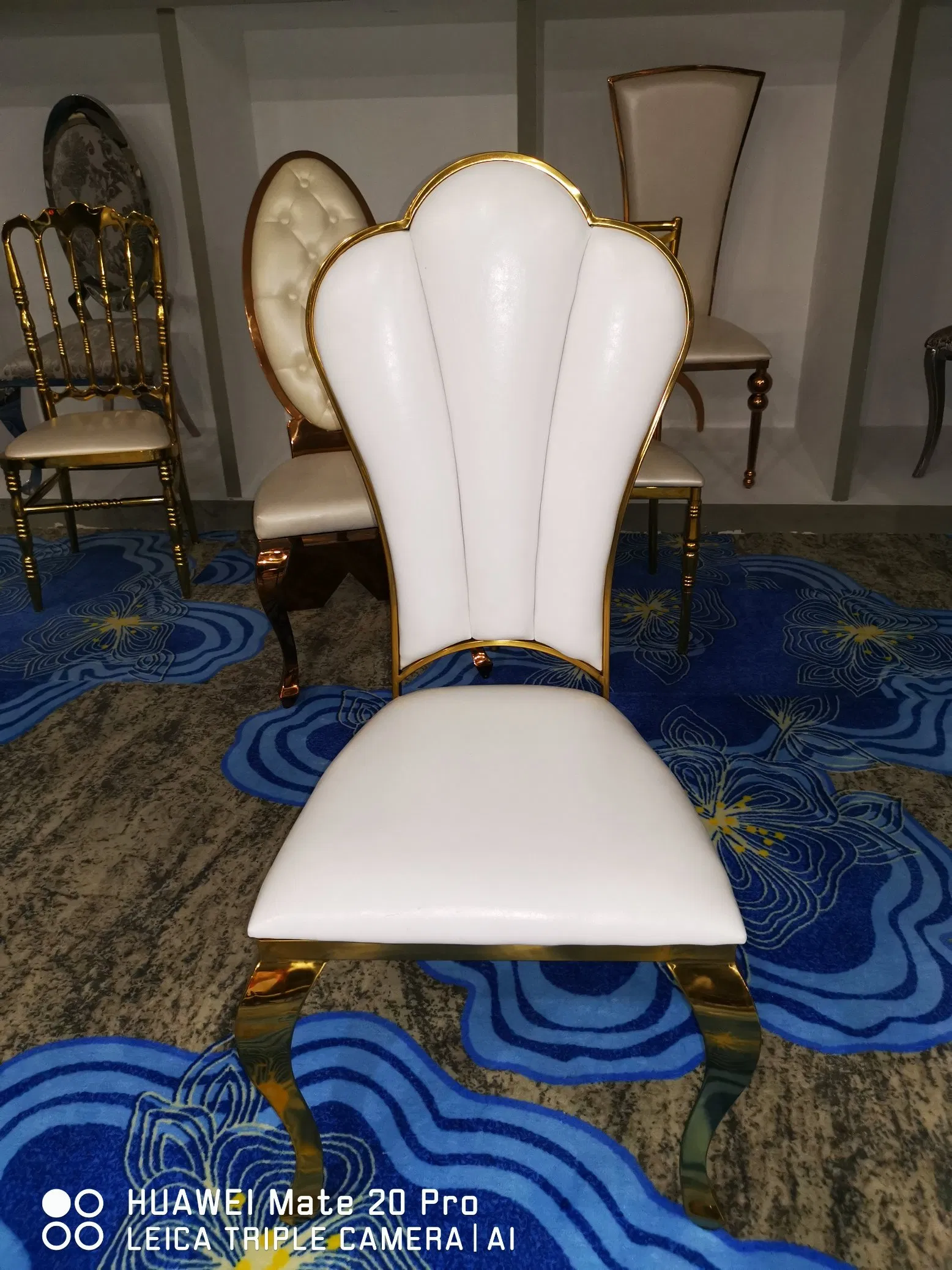 Modern Chinese Hotel Furniture Highback Rose Gold Outdoor Dining Banquet Tiffany Chiavari Dining Restaurant Event Metal Stainless Steel Wedding Chair