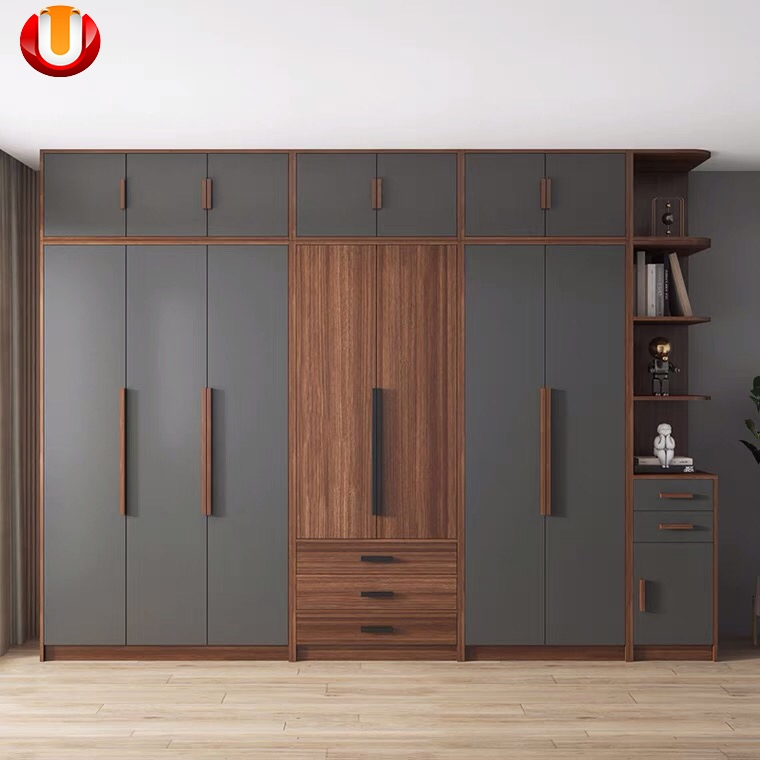Elegant Home Furniture Modern Wooden Bedroom Furniture Sliding Door Cabinet Closet Wardrobe