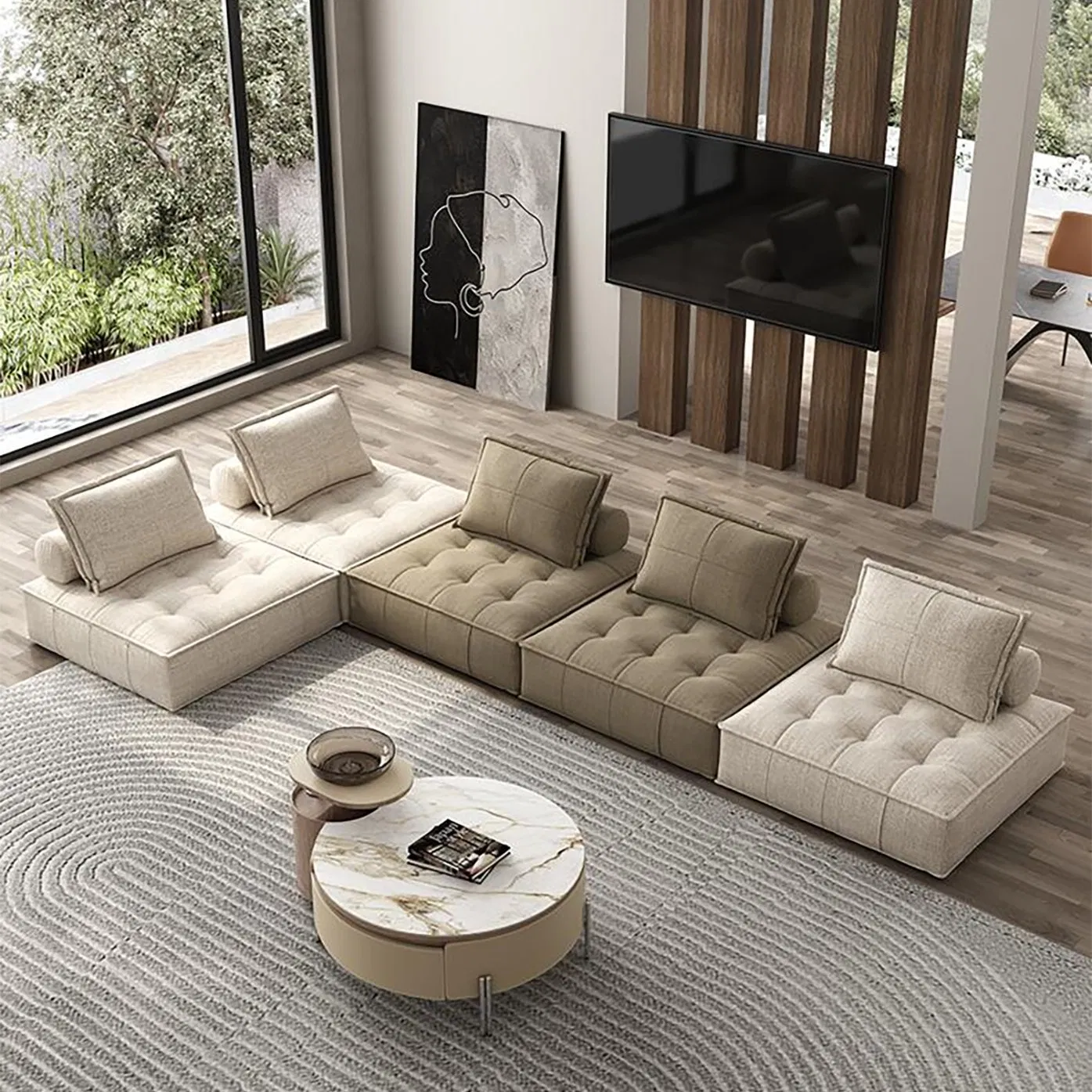 Luxury Modern Faux Suede Convertible Loveseat Compressed Sofa Modular Space Saving Living Room Furniture