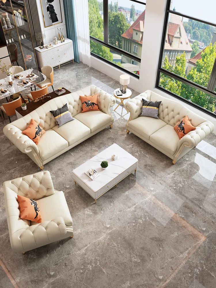 Tufted L Shape Loveseat Set