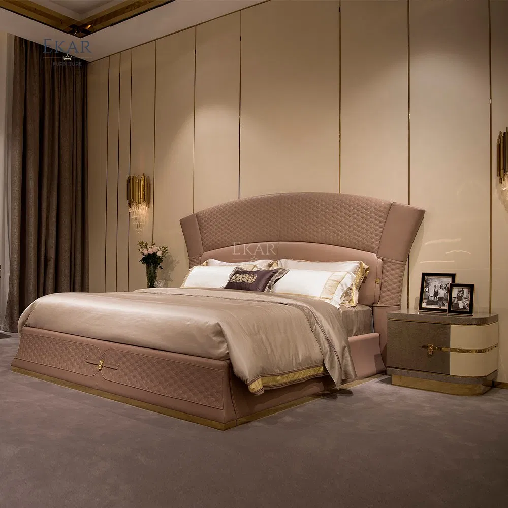 High End Nordic Style Drawer Wood Luxury Leather Modern Nightstand