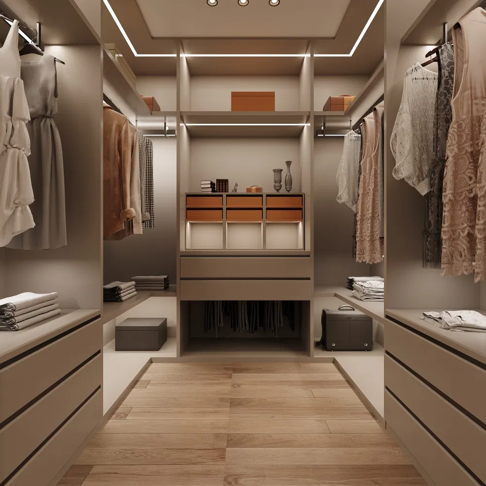 Foshan Modern Wholesale Bedroom Wood Wooden Home House Furniture Cabinet Wardrobe WIC Walk-in Closet