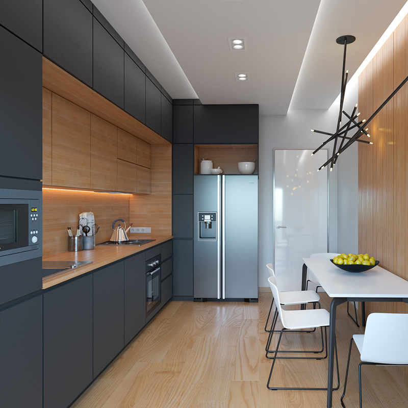 Linear Style George Standard Export Packing Kitchen Furniture Solid Wood Kitchen Cabinets