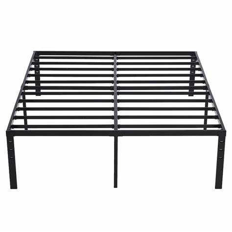 Customized Black Minimalist Steel Ribs Queen Double Size Strong Metal Bed Frame Load Capacity
