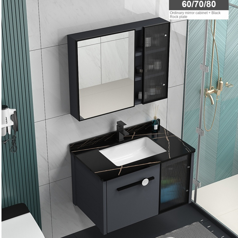 China Wholesale Sanitary Ware Rock Slab Multi Layer Solid Surface Wash Sink Bathroom Vanity Wash Basin Cabinet with LED Mirror