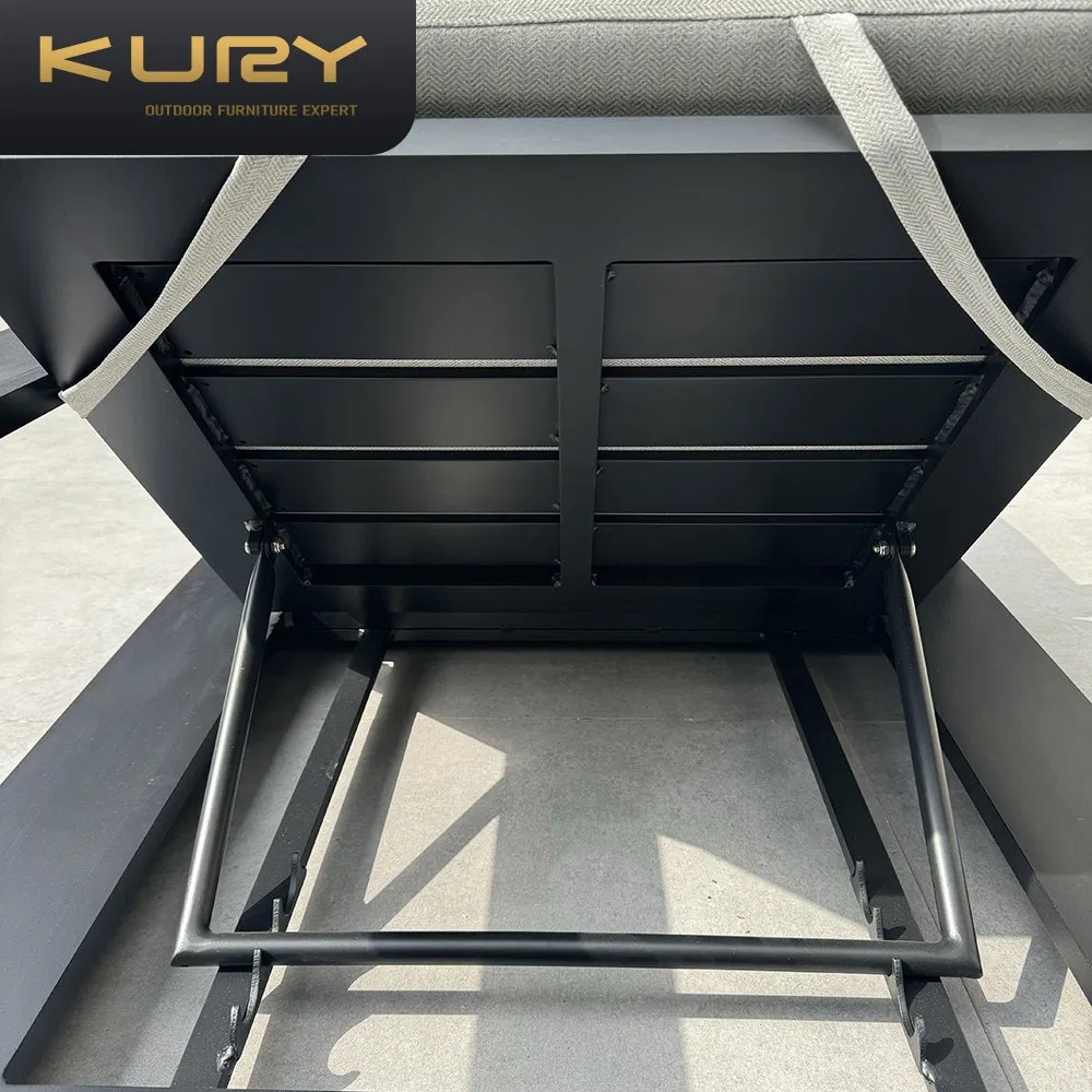 Modern Luxury Aluminum Furniture Sun Lounger Outdoor Home Patio Chaise Lounge Black Metal Sun Beds Beach Lounger