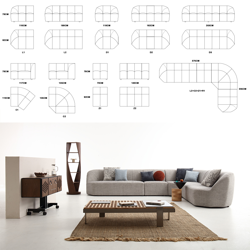 Factory Sofa Modular Couch with Living Room Curved Couch Sofa Sectional Sofa