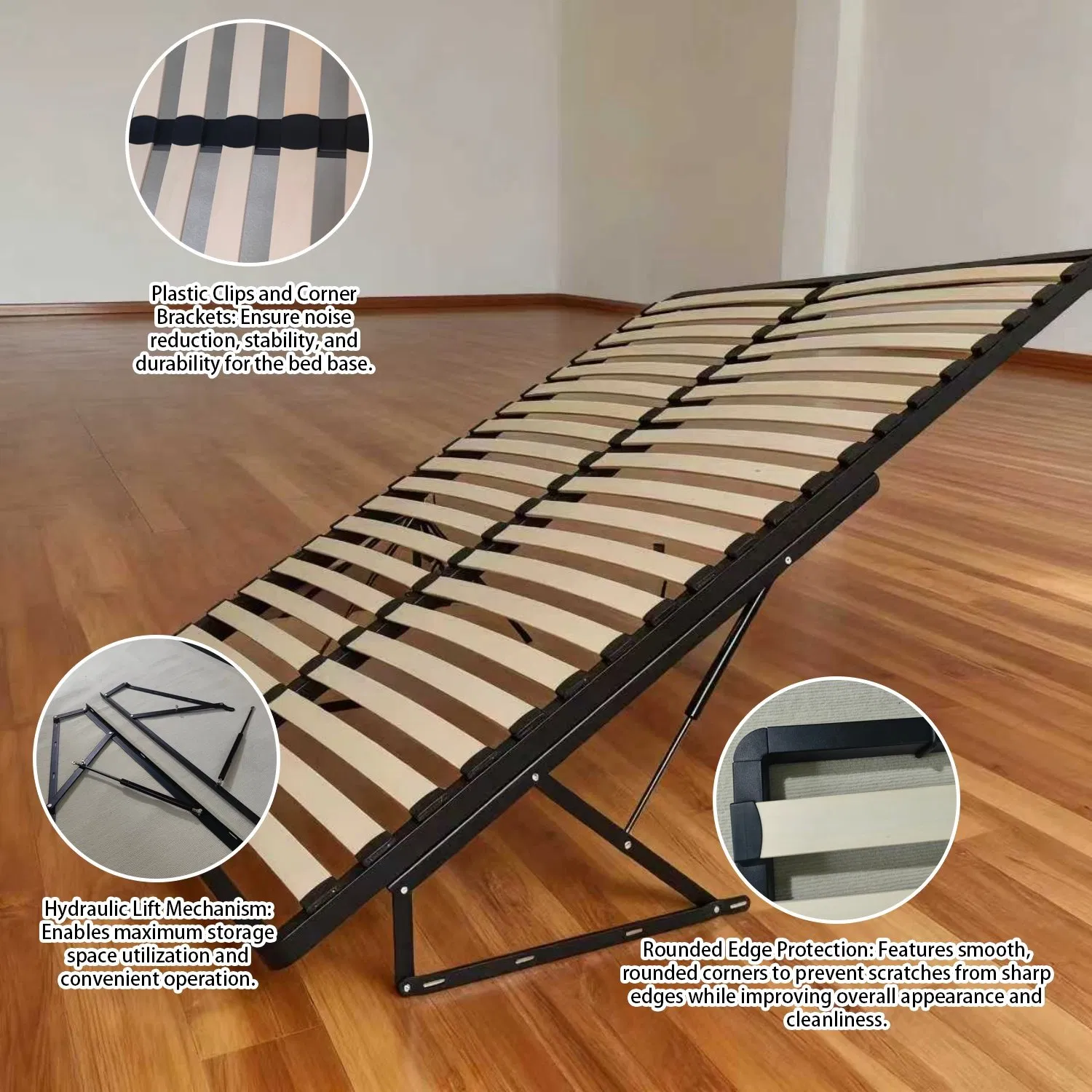 CE/FSC Certification Square Corner Easy Assembly Space Saving King/Queen Metal Bed Frame with Reinforced Angle Bed Base Design for Mattress Support