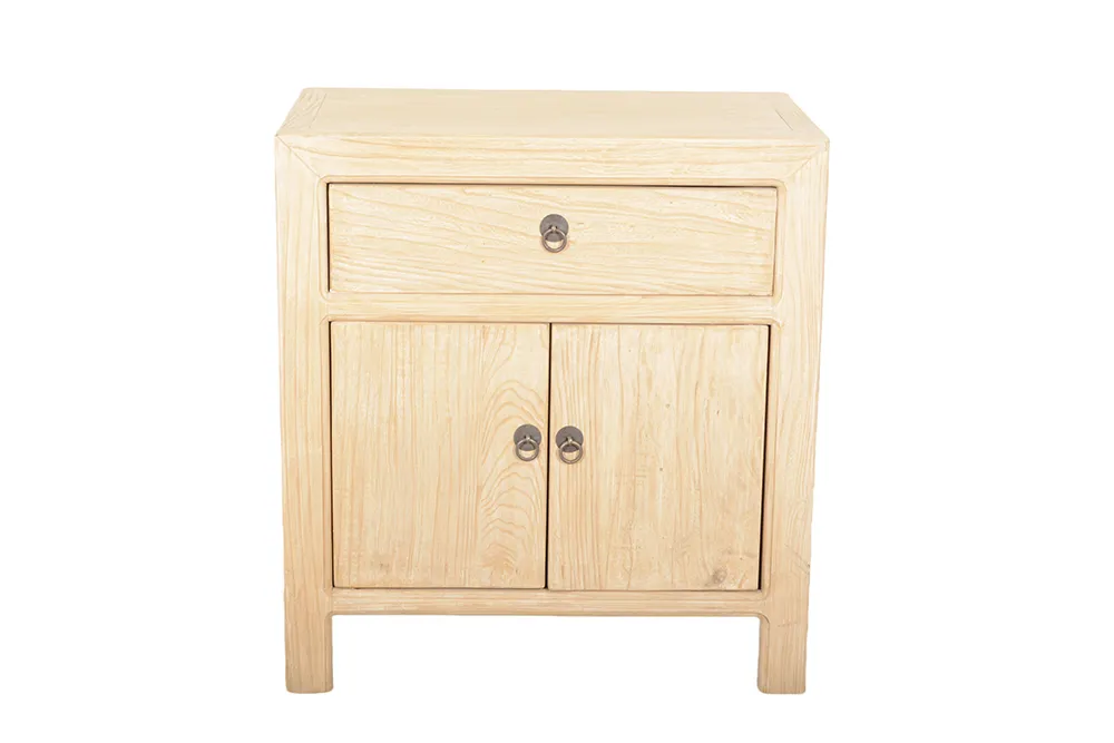 Rustic Vintage Elm Wood Nightstand Detail 1
