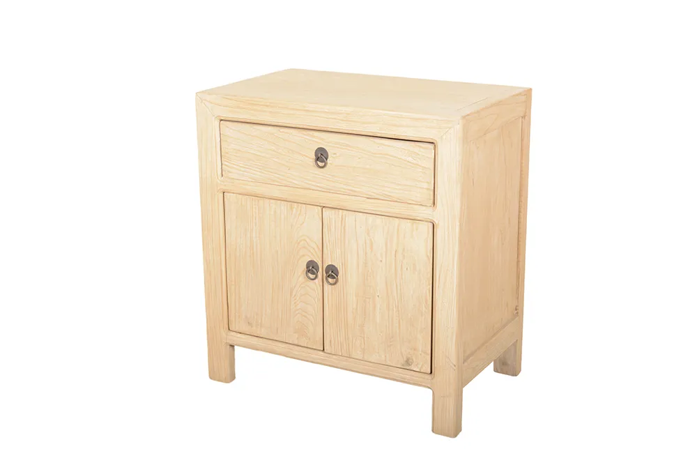 Rustic Vintage Elm Wood Nightstand Detail 2