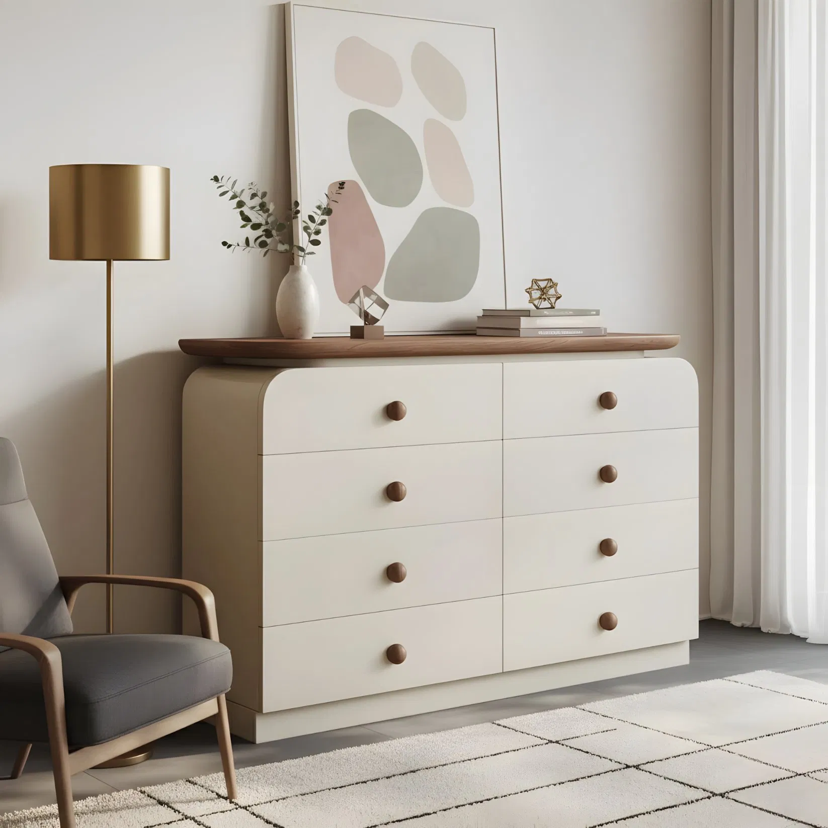 Nordic Style Wooden Sideboard Cabinet for Dining Room Home Furniture