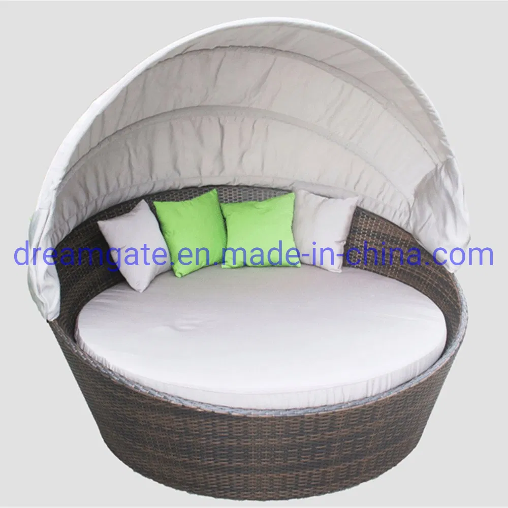 Wholesale Outdoor Garden Pool Furniture Sofa Bed Rattan Sun Lounger Daybed Leisure Beach Swimming Pool Sunbed Lounge Day Bed Aluminum Folding Round Sun Bed