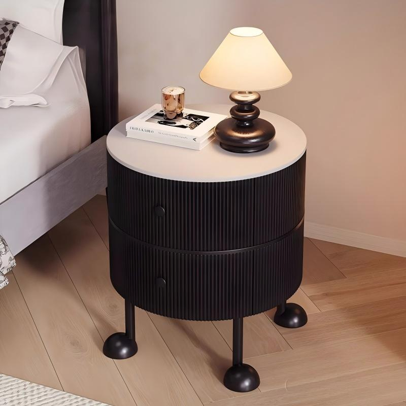 French Light Luxury Round Beside Table Household Nightstand