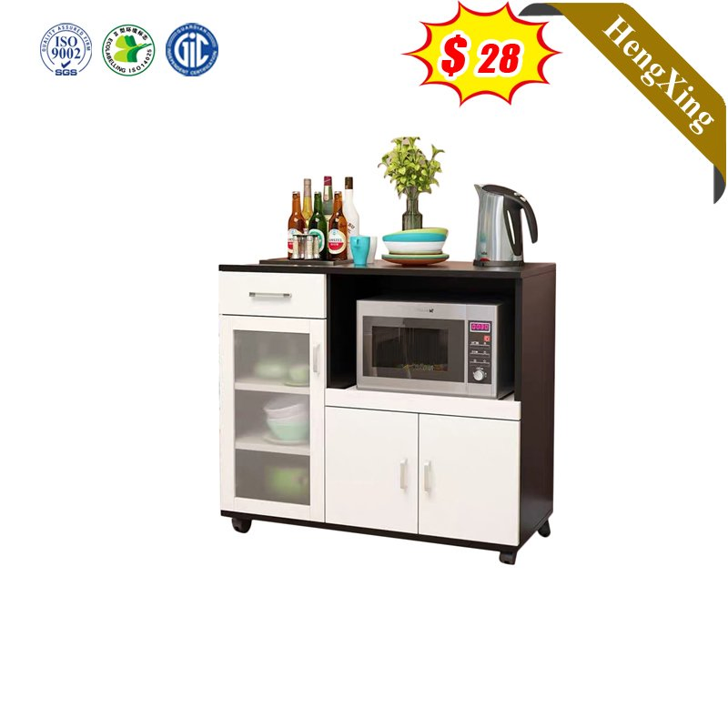 Modern Simple Design Black Mobile Wooden Home Kitchen Furniture Sideboard Tea Bowl Storage Cabinet