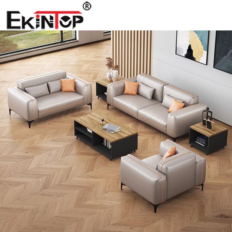 Ekintop Modern Living Room Commerical Office Furniture Reception Sectional Visitor Waiting Room Leather Sofa Set