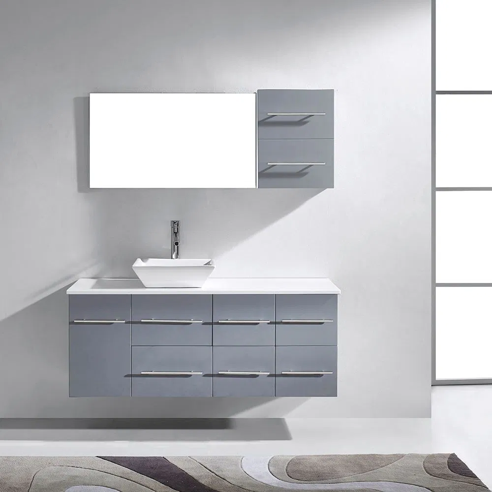 Aqua Gallery Modern Bathroom Furniture Single Sink Solid Wood Bathroom Wall Mounted Vanity with Medicine Cabinet