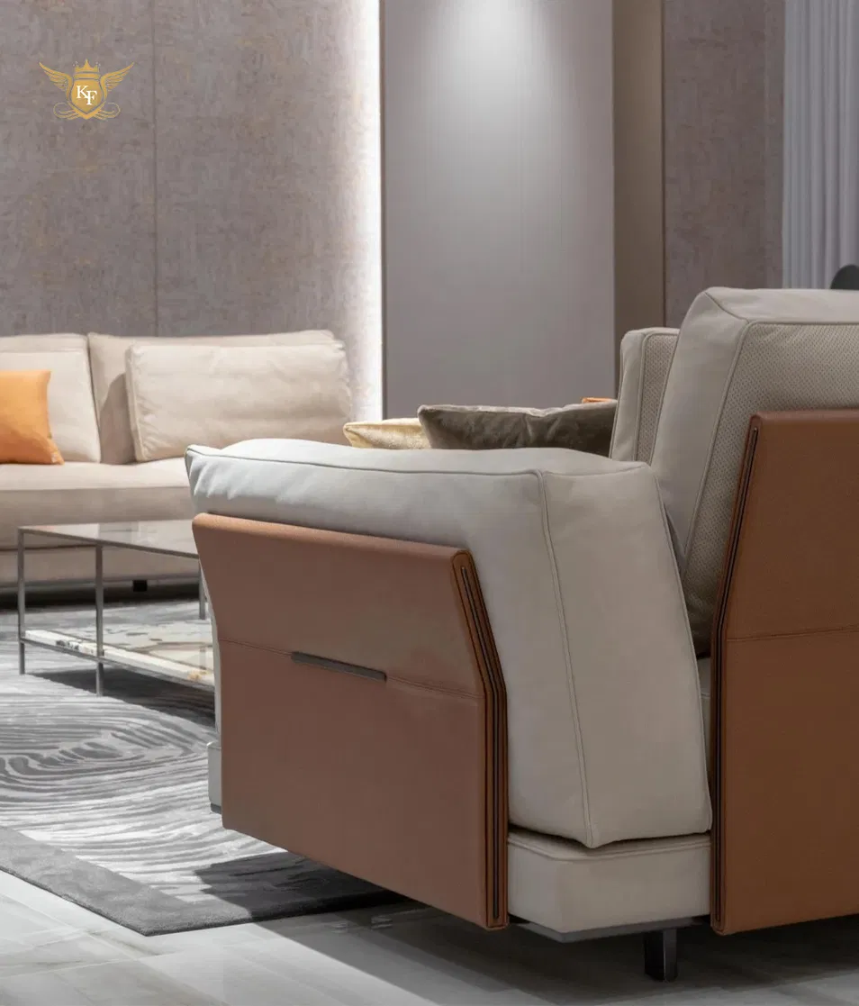 Living Room Sectional Leather Luxury Style Corner Lounge Sofa