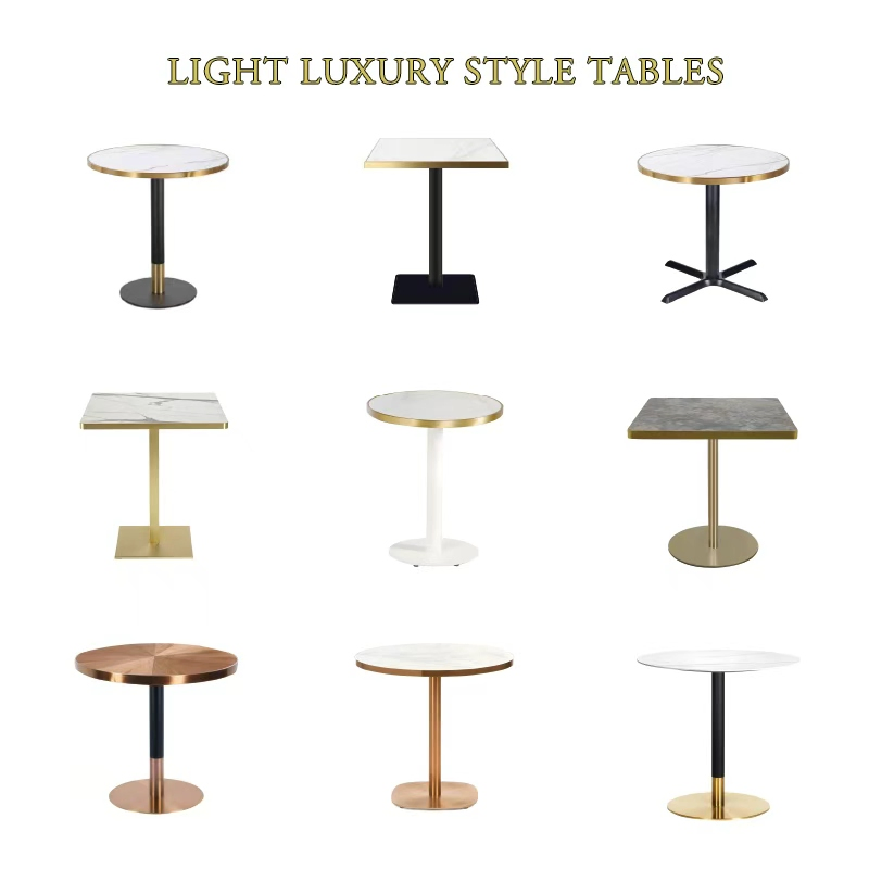 Factory Wholesale Customized Round Square Coffee Dining Table Gold Base Restaurant Table