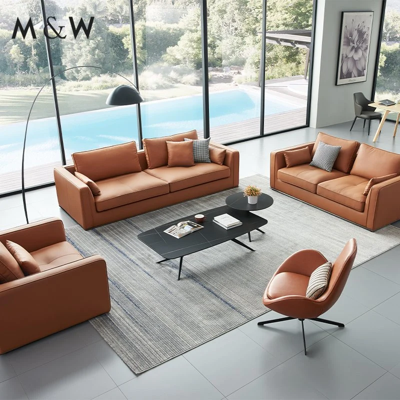 M&W Light Luxury Sectional Leather Sofa Living Room Furniture Sofa Couch