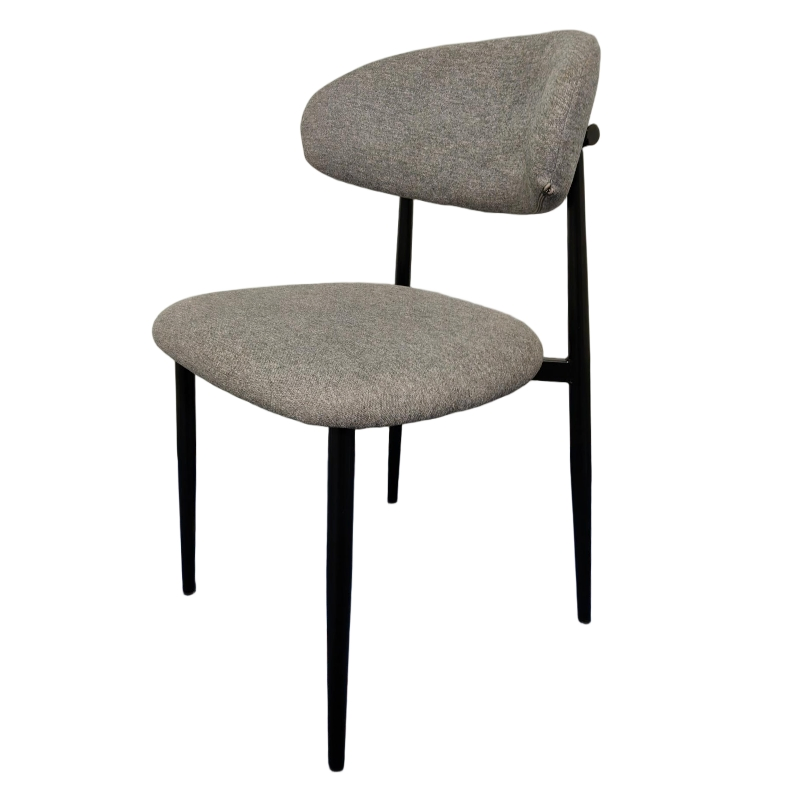 2025 New Model Hot Sale Nordic Comfortable Winged Back Metal Legs Grey Fabric Dining Chairs