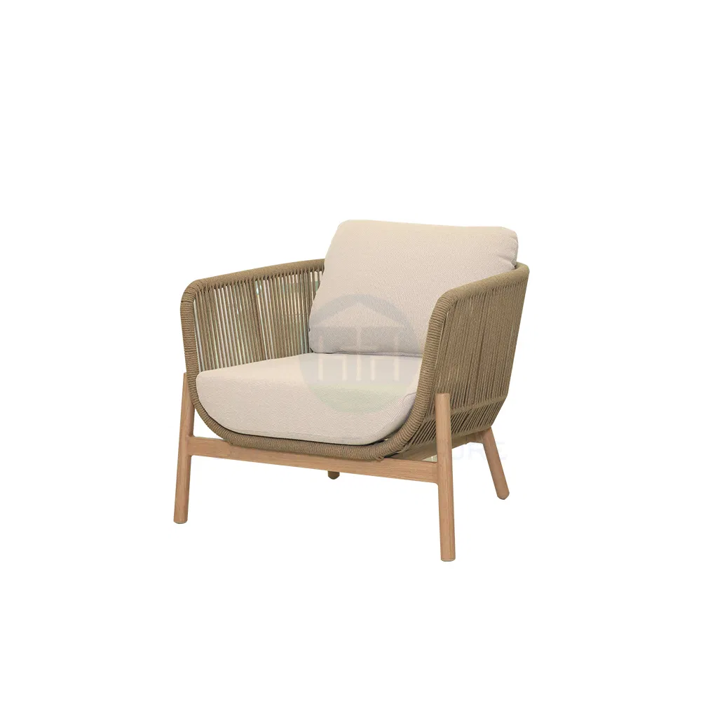 Leisure Luxury Rope Single Sofa Set Couch Outdoor Furniture with Foshan Factory Price