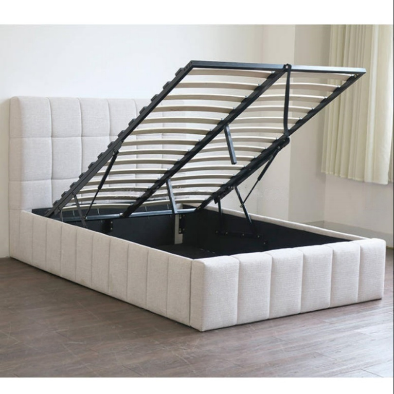 Easy Assembly CE /FSC Certificated Bed Frame Double/Queen/ Ottoman Storage Bedbase with Plywood Slats Frame for European Poland Bedroom Home Furniture