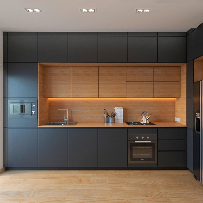 Linear Style George Standard Export Packing Kitchen Furniture Solid Wood Kitchen Cabinets