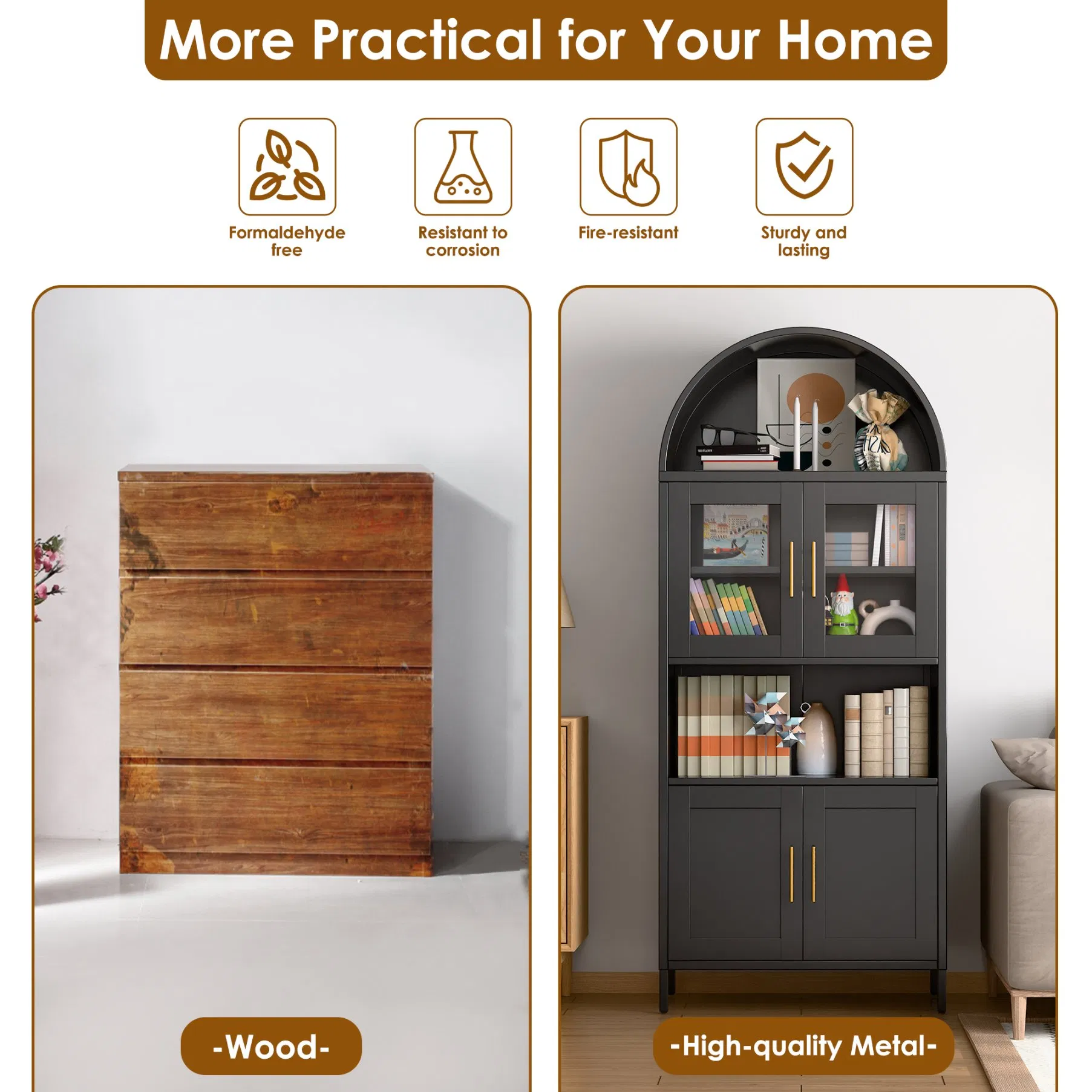 Steel Home Furniture Modern Metal Sideboard Display Cabinets Storage Cabinet