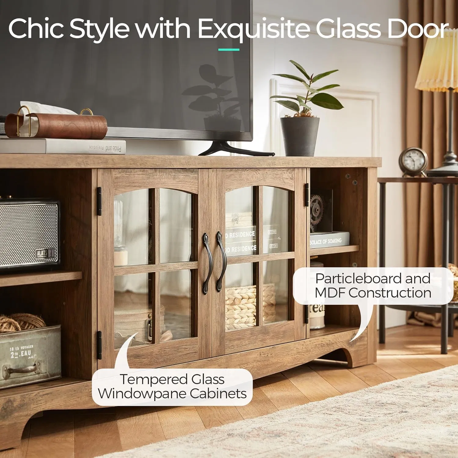 Stylish Contemporary TV Storage Cabinet Stand for Farmhouse Aesthetics