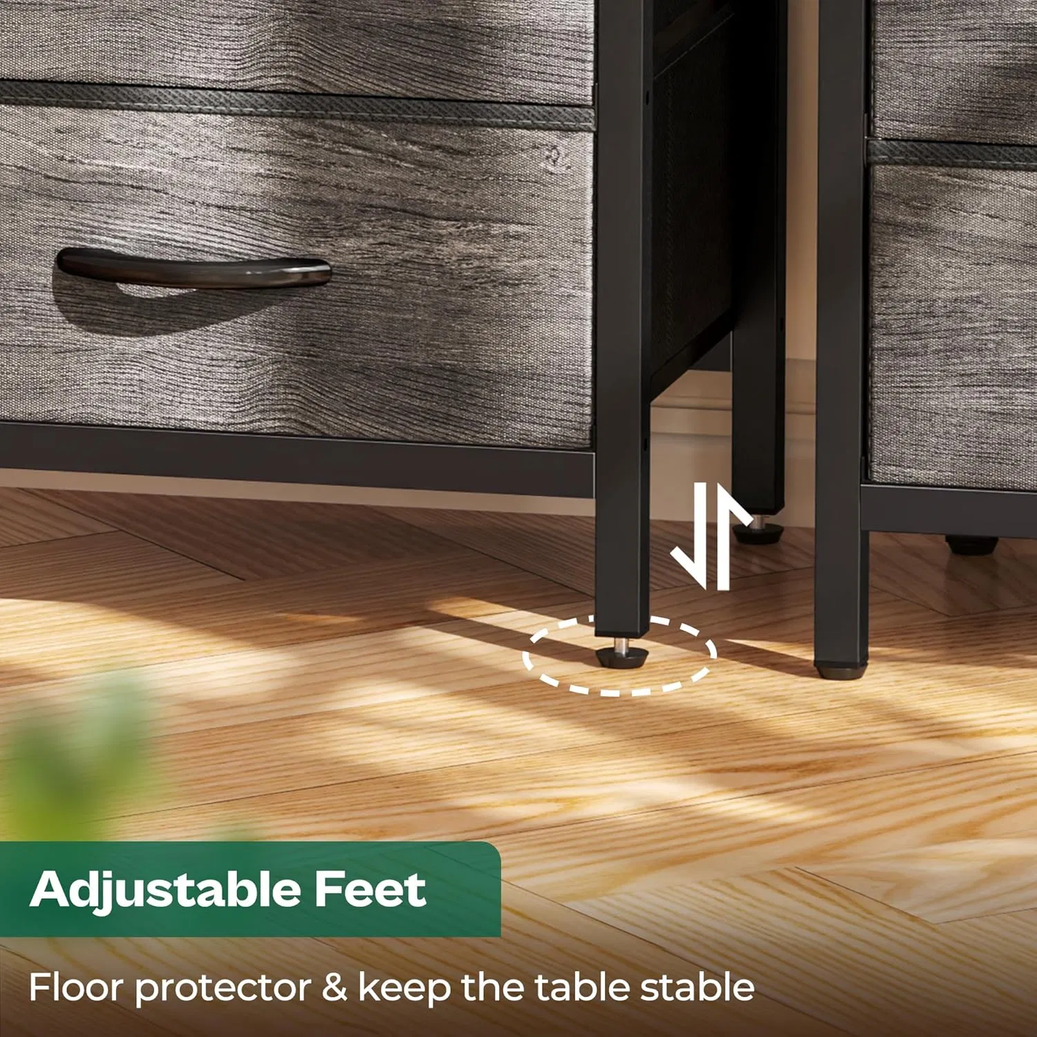 High Quality Square Nightstand with Charging Station and USB Ports Bedside Table with Drawer