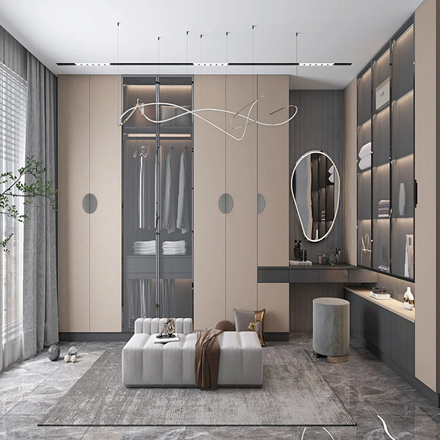 Factory Direct Sales Modern Villa Cloakroom Bedroom Built-in Wardrobe System Bedroom Cabinet Wardrobe Walk-in Wardrobe Wooden Custom Design Wardrobe