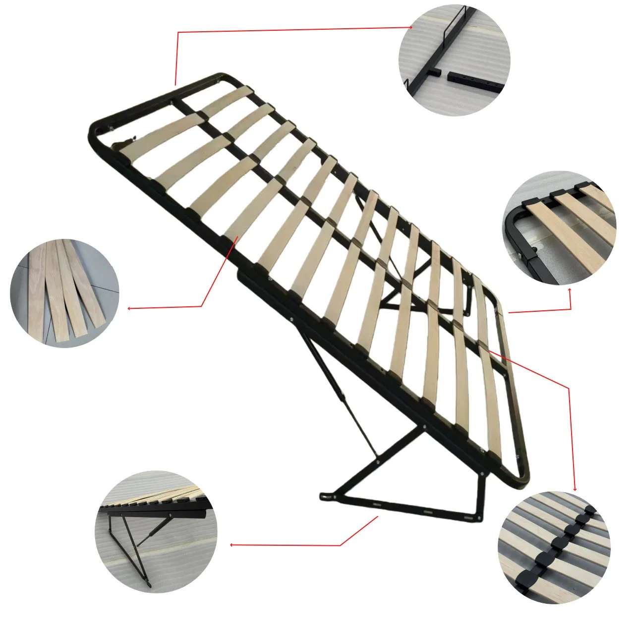 Knock-Down King Size Metal Bed Frame Easy Assembly Single /Double/Queen/Ottoman Bed Frame Strong Gas Lifting Bed Platframe with Storage Space