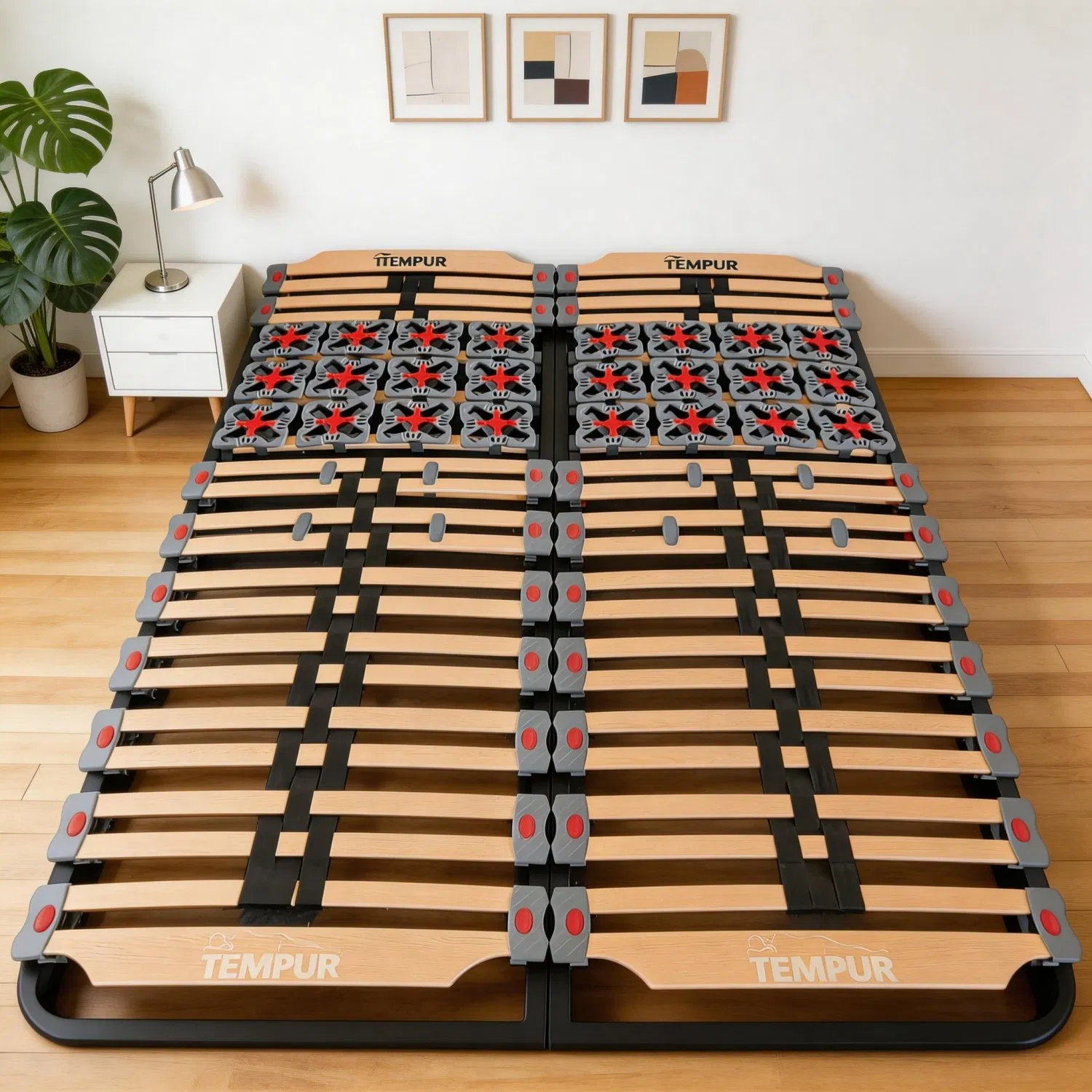 Folding Metal Slat Bed Base Foldable Bed Frame with Bidirectional Collapse and Removable Wood Planks in Multiple Widths to Suit Different Support Needs