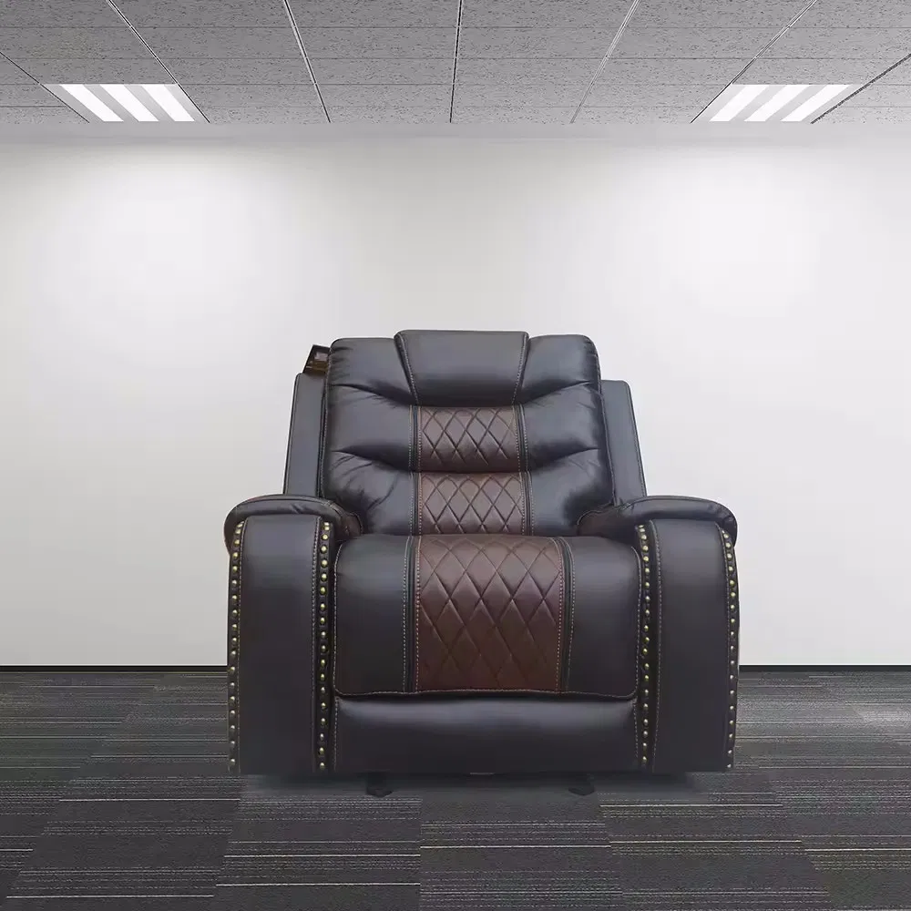 Huayang Genuine Leather Recliner Sofa Set Loveseat Sofa with Drop Table &amp; Console