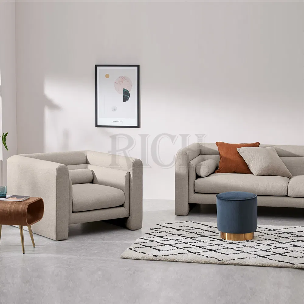 Modern Hotel Office Home Living Room Loveseat Couch Linen Fabric Lounge Sofa