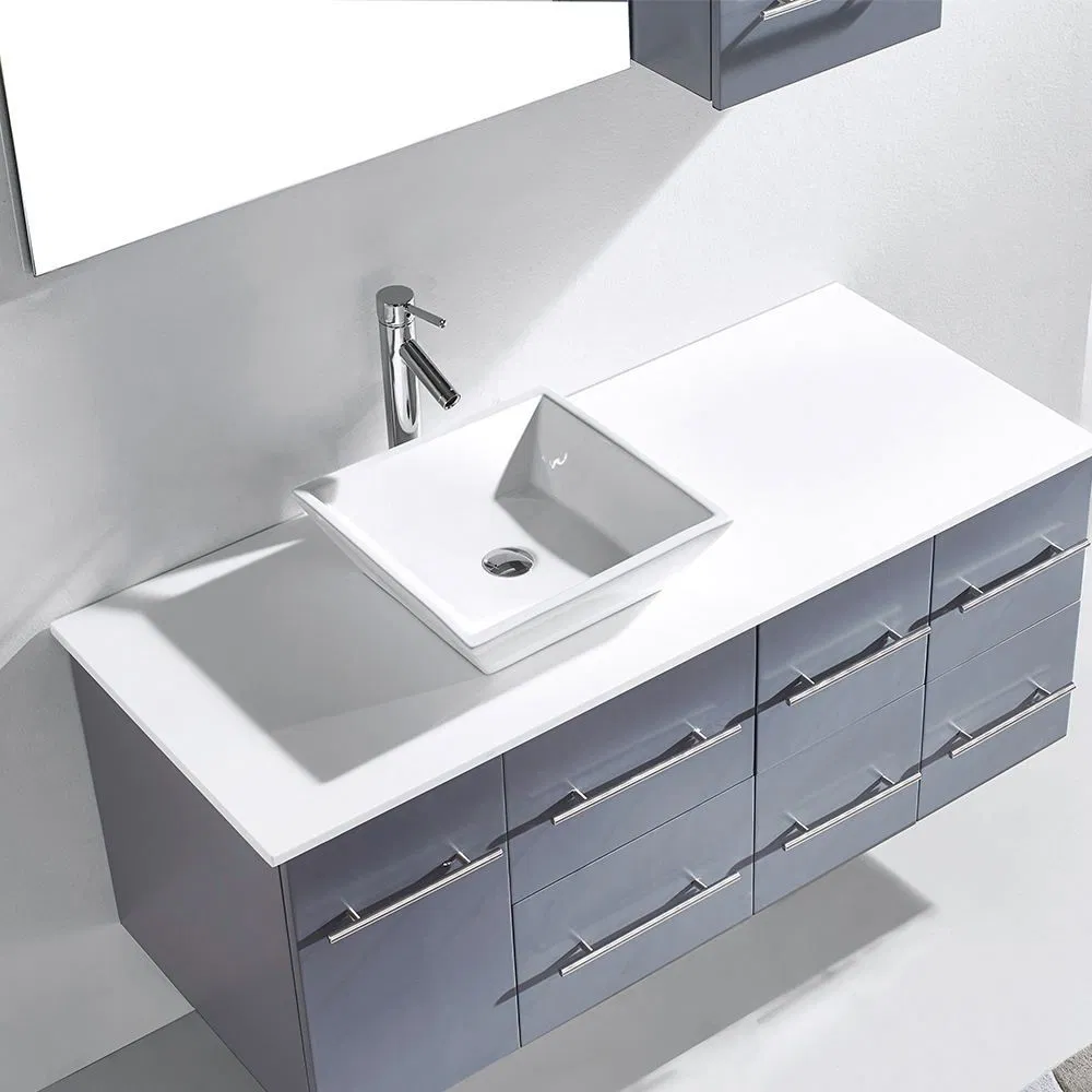 Aqua Gallery Modern Bathroom Furniture Single Sink Solid Wood Bathroom Wall Mounted Vanity with Medicine Cabinet