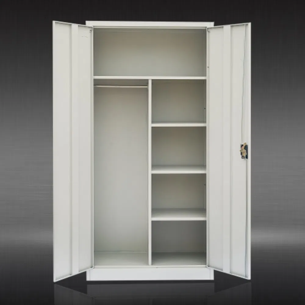Cabinet Wardrobe Multifunctional Steel Locker with Mirror and 5 Adjustable Shelves