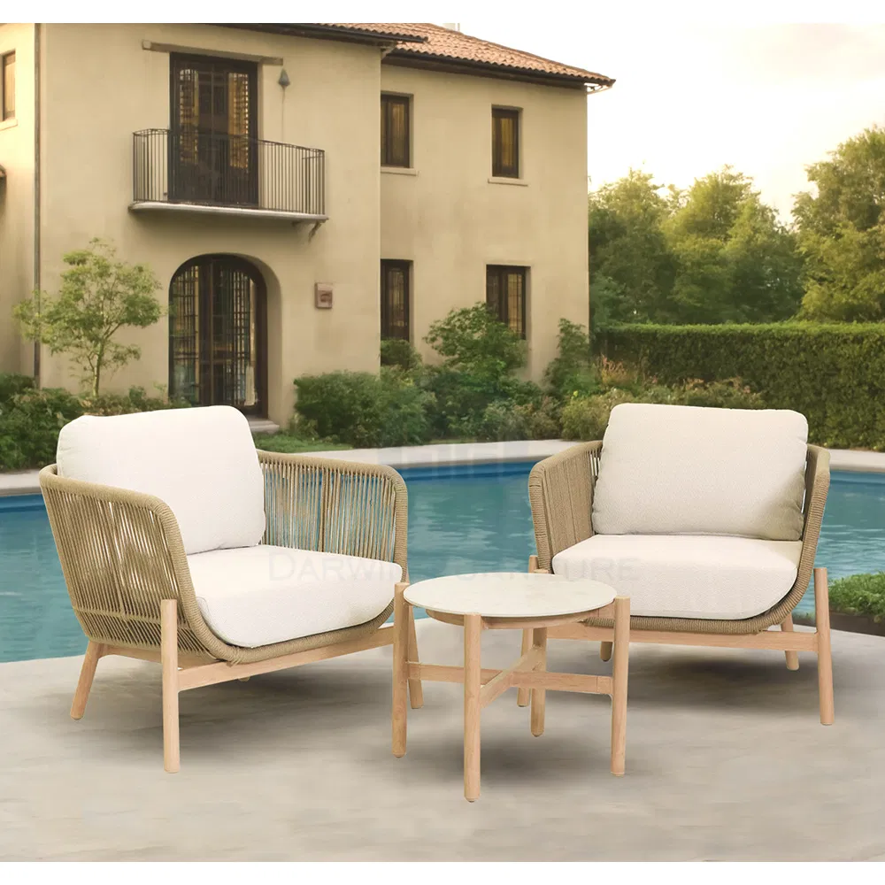 Leisure Luxury Rope Single Sofa Set Couch Outdoor Furniture with Foshan Factory Price